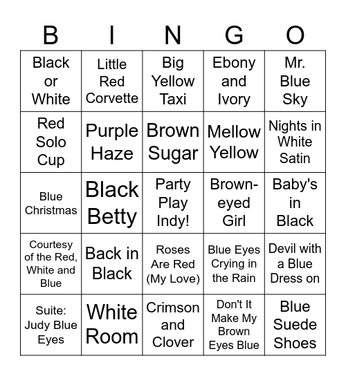 Color My World Bingo Card