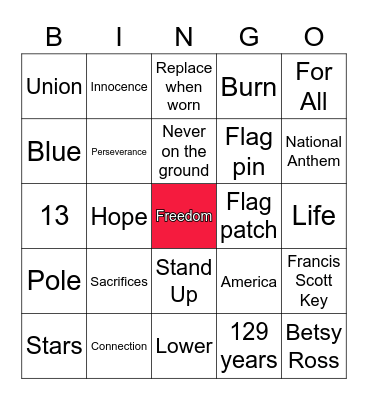 The American Flag Bingo Card