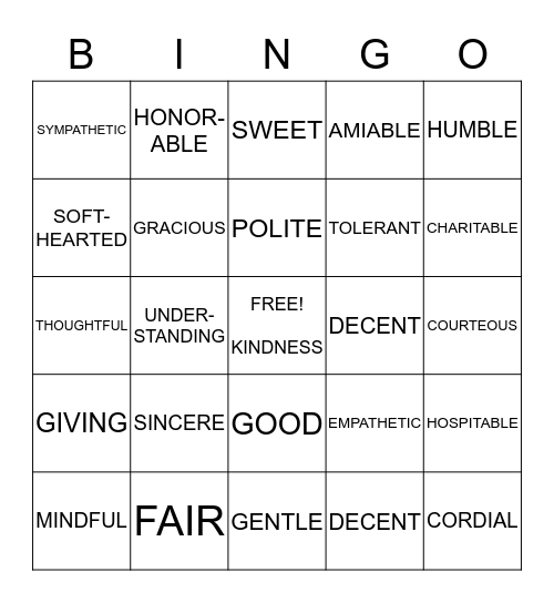 RANDOM ACTS OF KINDNESS Bingo Card