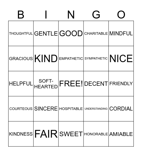 RANDOM ACTS OF KINDNESS Bingo Card