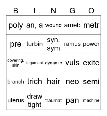 Medical Terms DV 10 Bingo Card