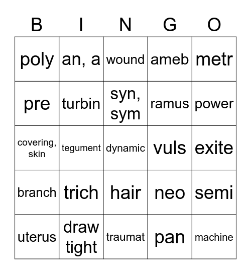 Medical Terms DV 10 Bingo Card