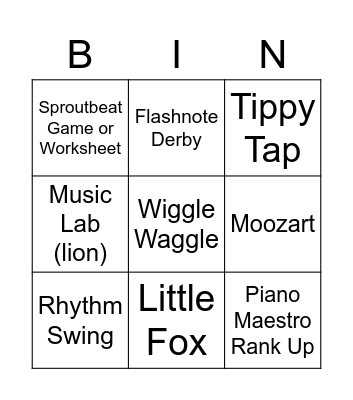 Beginner Bingo Card