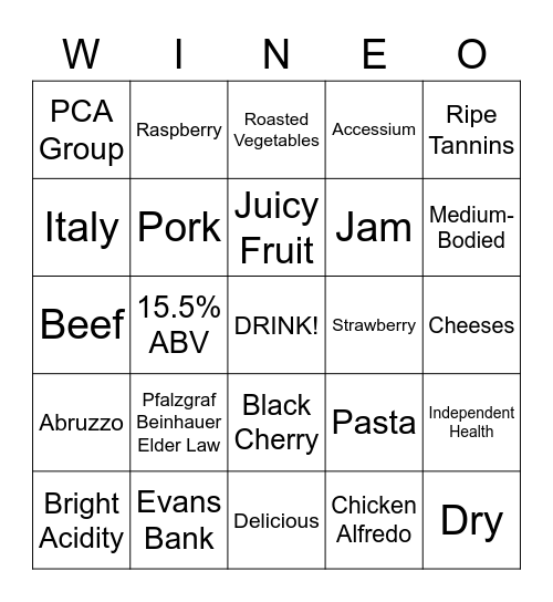 Corte Fiore Appassimento Bingo Card