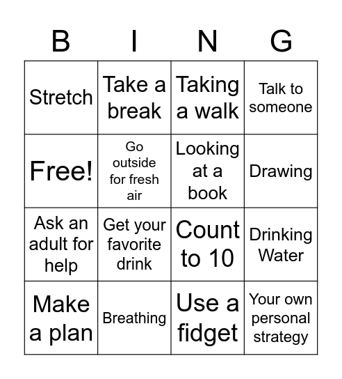 Using Your Self Control Bingo Card