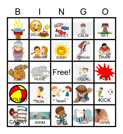 VERBS and ADJECTIVES! Bingo Card