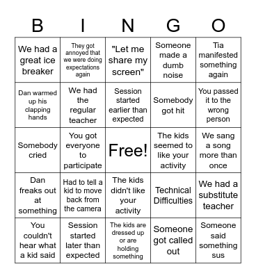 Random #1 Bingo Card