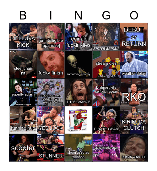 Taima Bingo: WrestleMania 37: On Stranger Tides Bingo Card