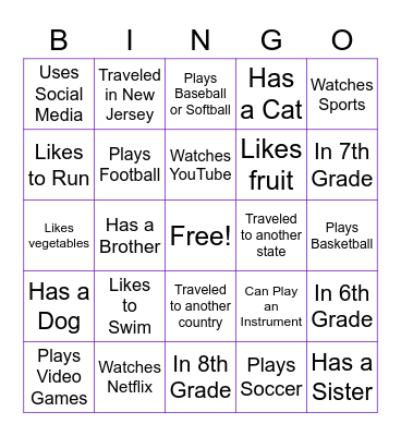CSMS Unified Interest Bingo! Bingo Card