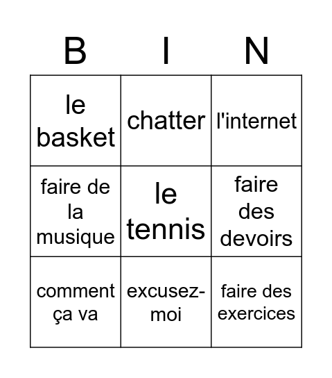 U19 + U20 Bingo Card