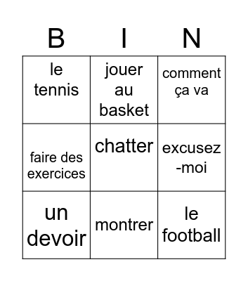 U19 + U20 Bingo Card