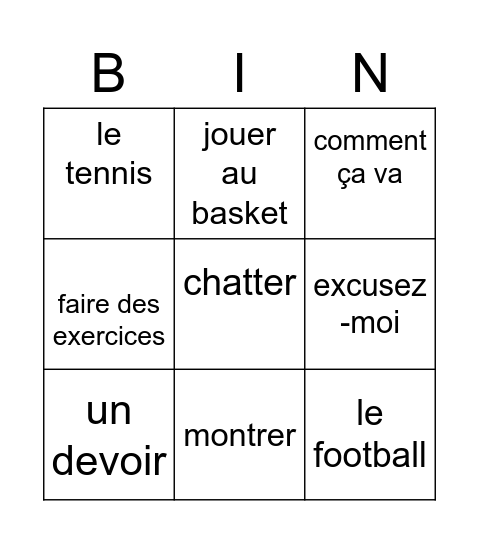 U19 + U20 Bingo Card