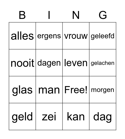 Leef Bingo Card