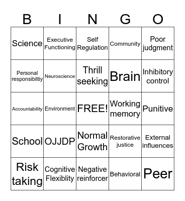 Reforming JJ Bingo Card