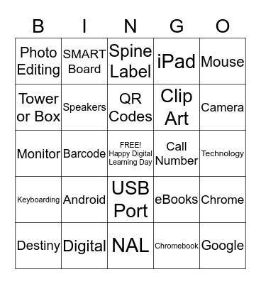 QR Scavenger Hunt Bingo Card
