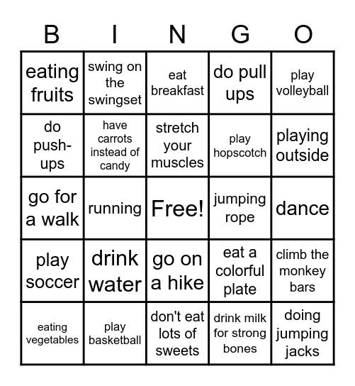 Health Bingo! Bingo Card