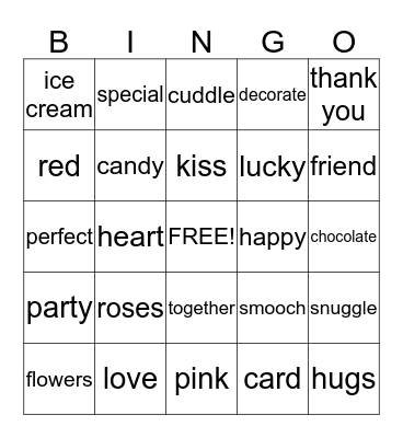 Valentines Day Bingo Card