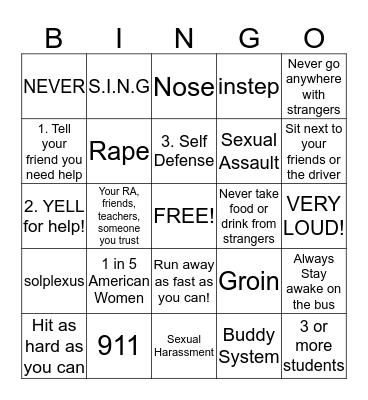 Safety BINGO Card