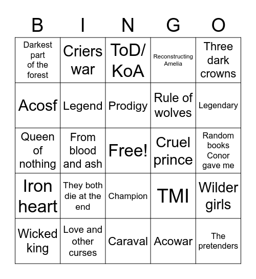 TBR Bingo Card