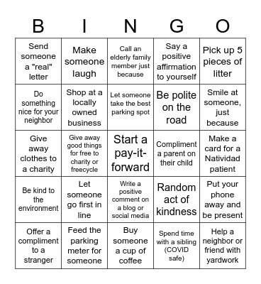 Thankful Tuesday Bingo Card