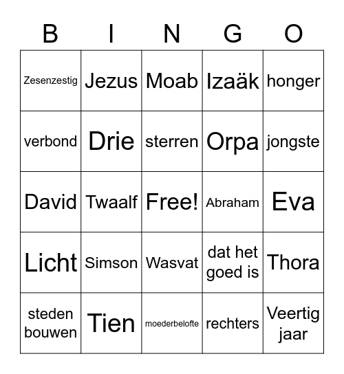 Basiscatechese Quiz Bingo Card