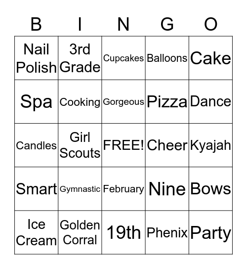 Kyajah Bingo Card