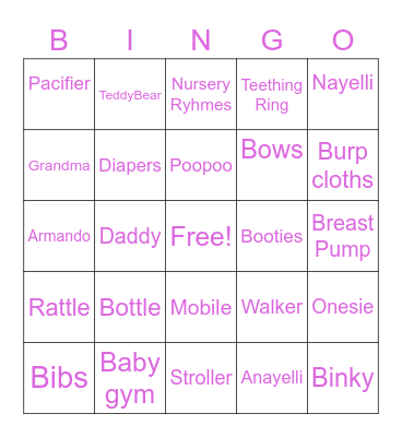 BABY SHOWER BINGO Card