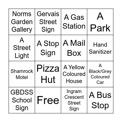 Scavenger Hunt Bingo Card