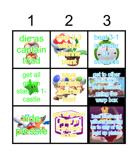 Super Mario 3D World BINGO Card