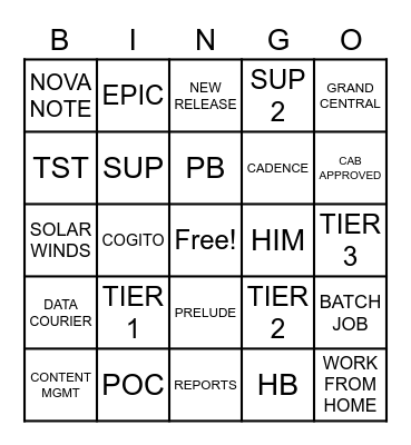 Epic Style Bingo Card