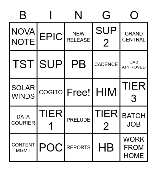 Epic Style Bingo Card