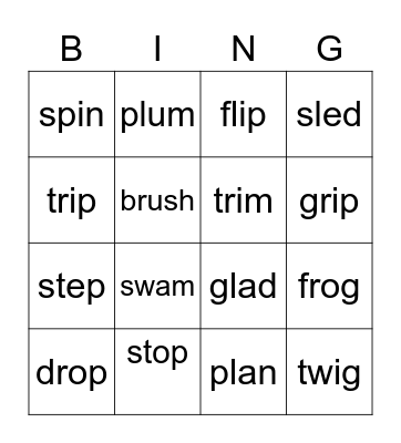Initial Blends Bingo Card