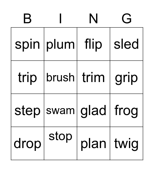 Initial Blends Bingo Card