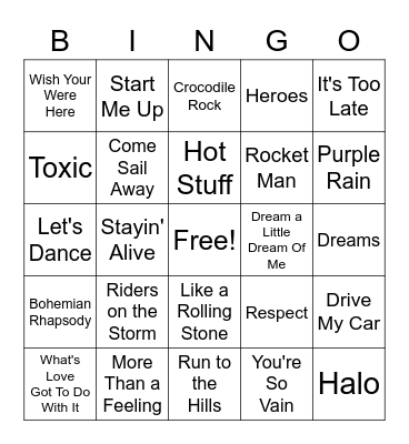 Villa 1 Music Bingo Card