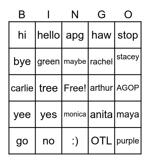 Heyo Bingo Card