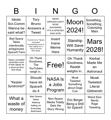 The Good Bad and Ugly of Space Bingo Card