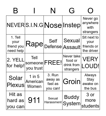 Safety BINGO Card