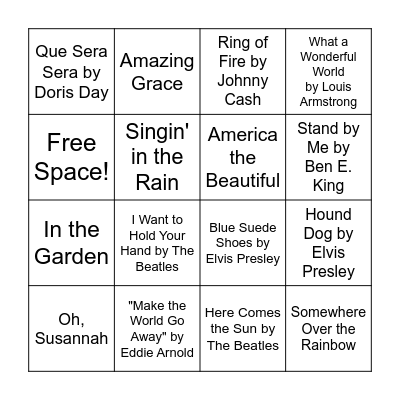 Musical BINGO Card