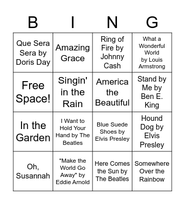 Musical BINGO Card