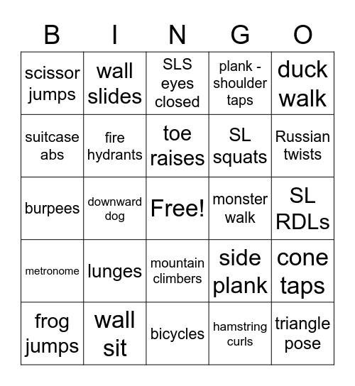 Jake's Bingo Card