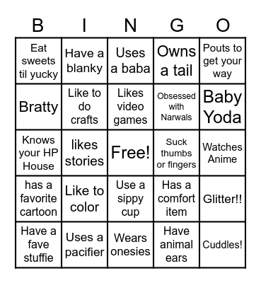 DDlg Edition Bingo Card
