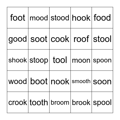 Two Sounds of oo Bingo Card