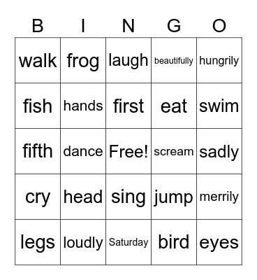 Speaking Review Bingo Card