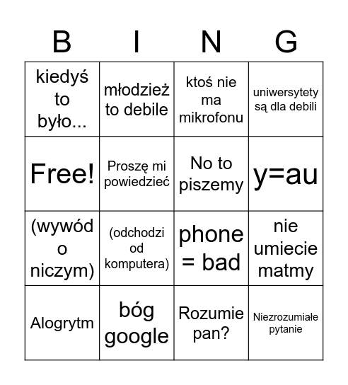 musisz przetrwać 1,5 godziny Bingo Card