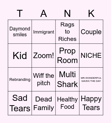 shark tank Bingo Card