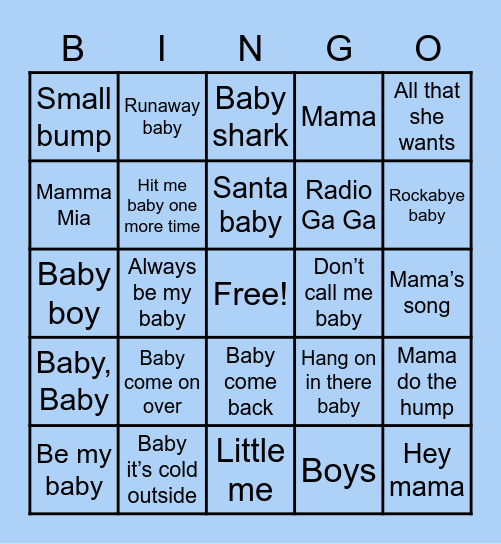 Claire's Baby Shower Bingo! Bingo Card