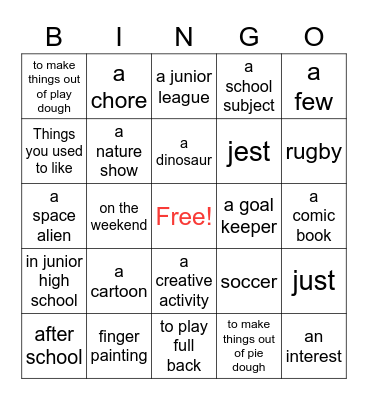 Your Childhood Bingo Card