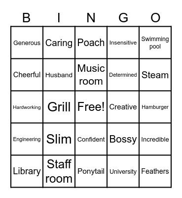 Junior One Bingo Card
