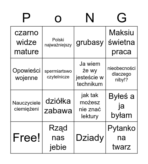 Monisia Pingo Bingo Card