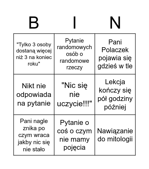 Lekcje polskiego type beat Bingo Card
